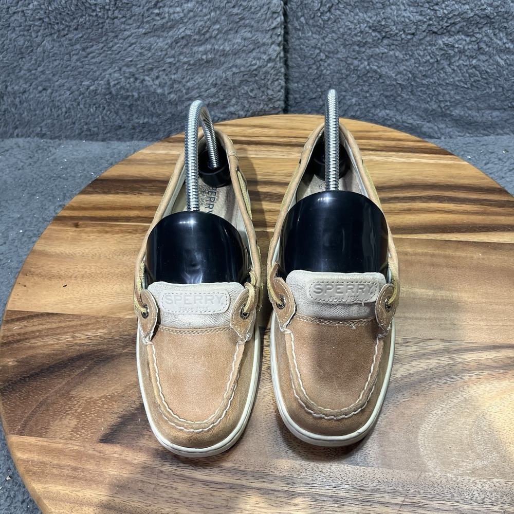 Sperry Top Sider Shoes Womens 7 Songfish Linen Oat‎ Sliver Boat Shoe Lace Up - Picture 10 of 11